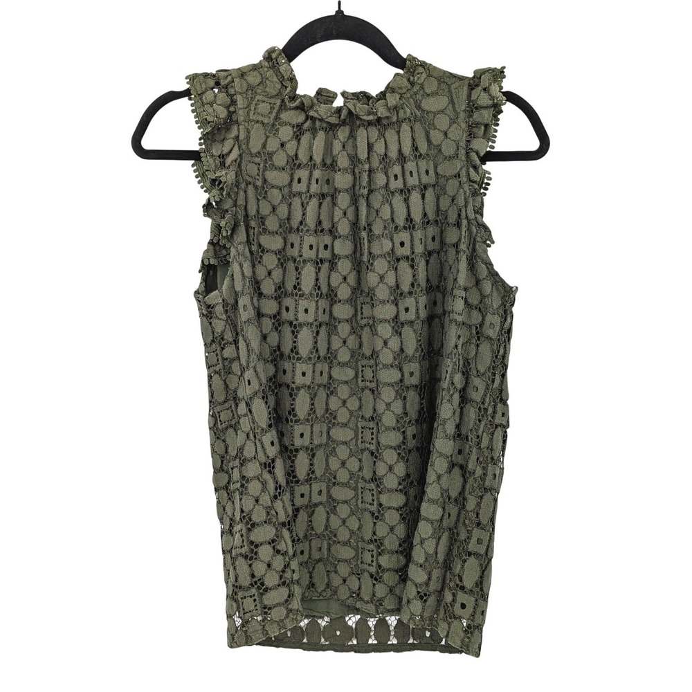 Maeve Anthropologie Girls Olive Green Lace‎ Shift Dress Cottagecore Size 6
